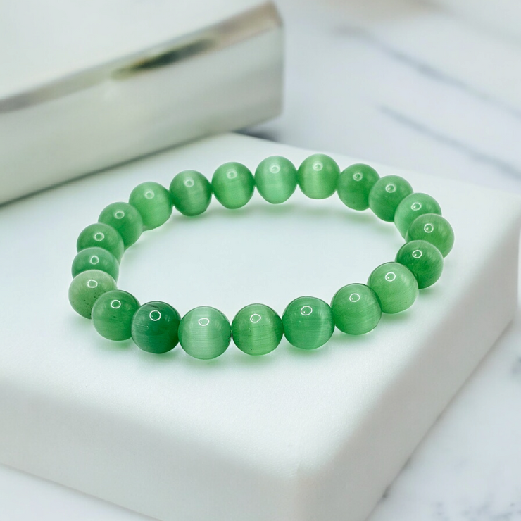 Money Green Cats Eye Beaded Bracelets