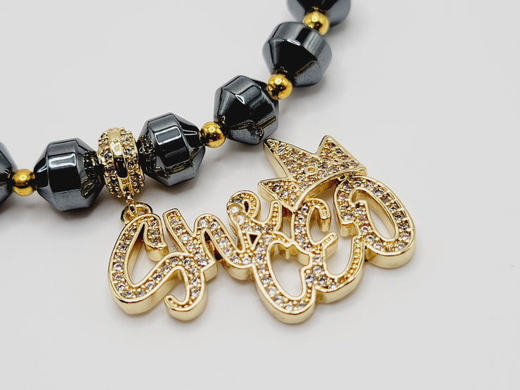 Gold and Gun Metal Hemetite Beaded Breaclet